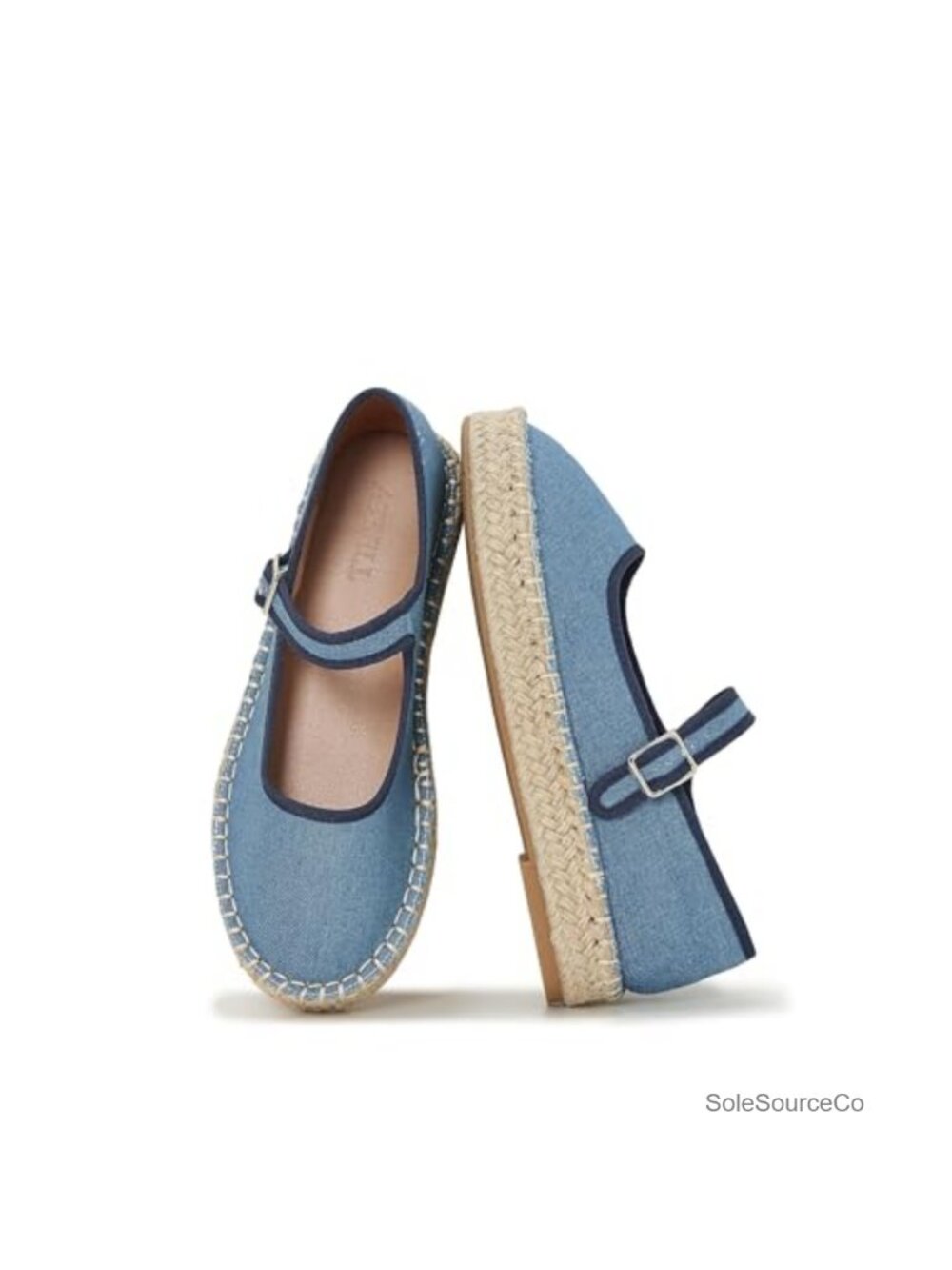 Canvas Mary Jane Shoes for Women Cozy Closed Toe Espadrille Flats Adjustable